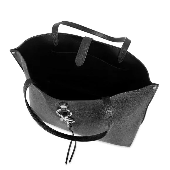 NWT Rebecca Minkoff Megan Black Leather Tote Bag - Picture 3 of 4